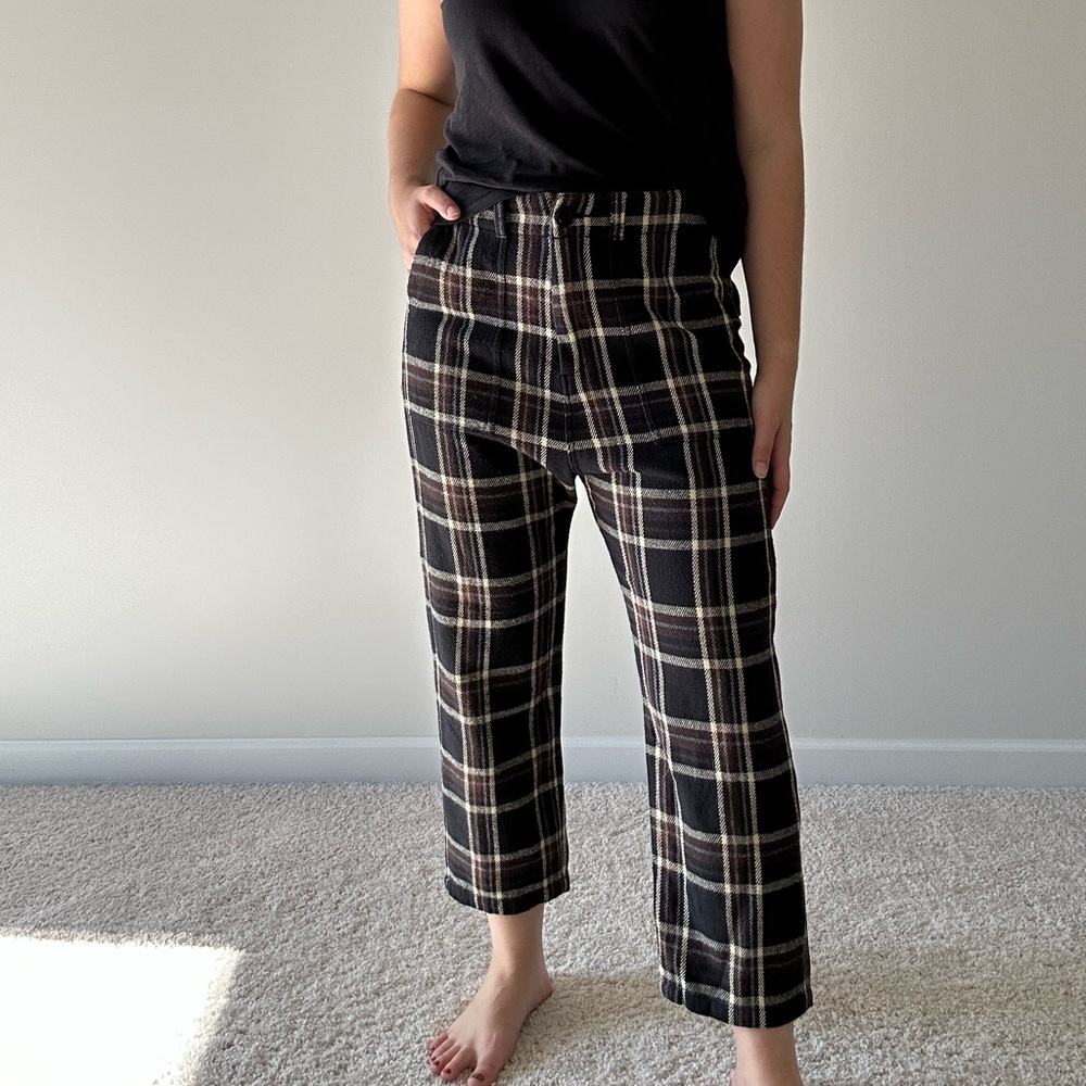 The Great. plaid flannel drop crotch pants
